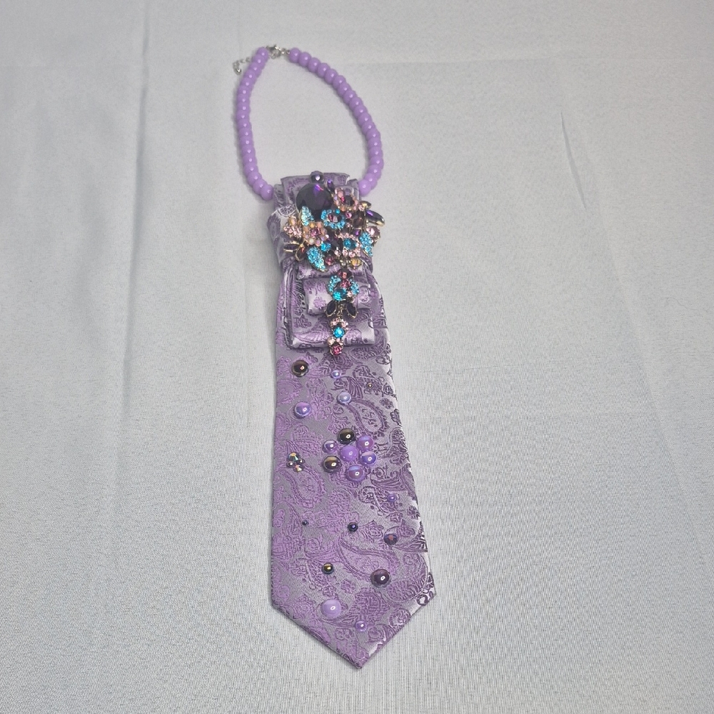 Handcrafted Luxury Fashion Necktie Necklace ๐ฟ (PURPLE - LICIOUS) - Picture 13 of 14